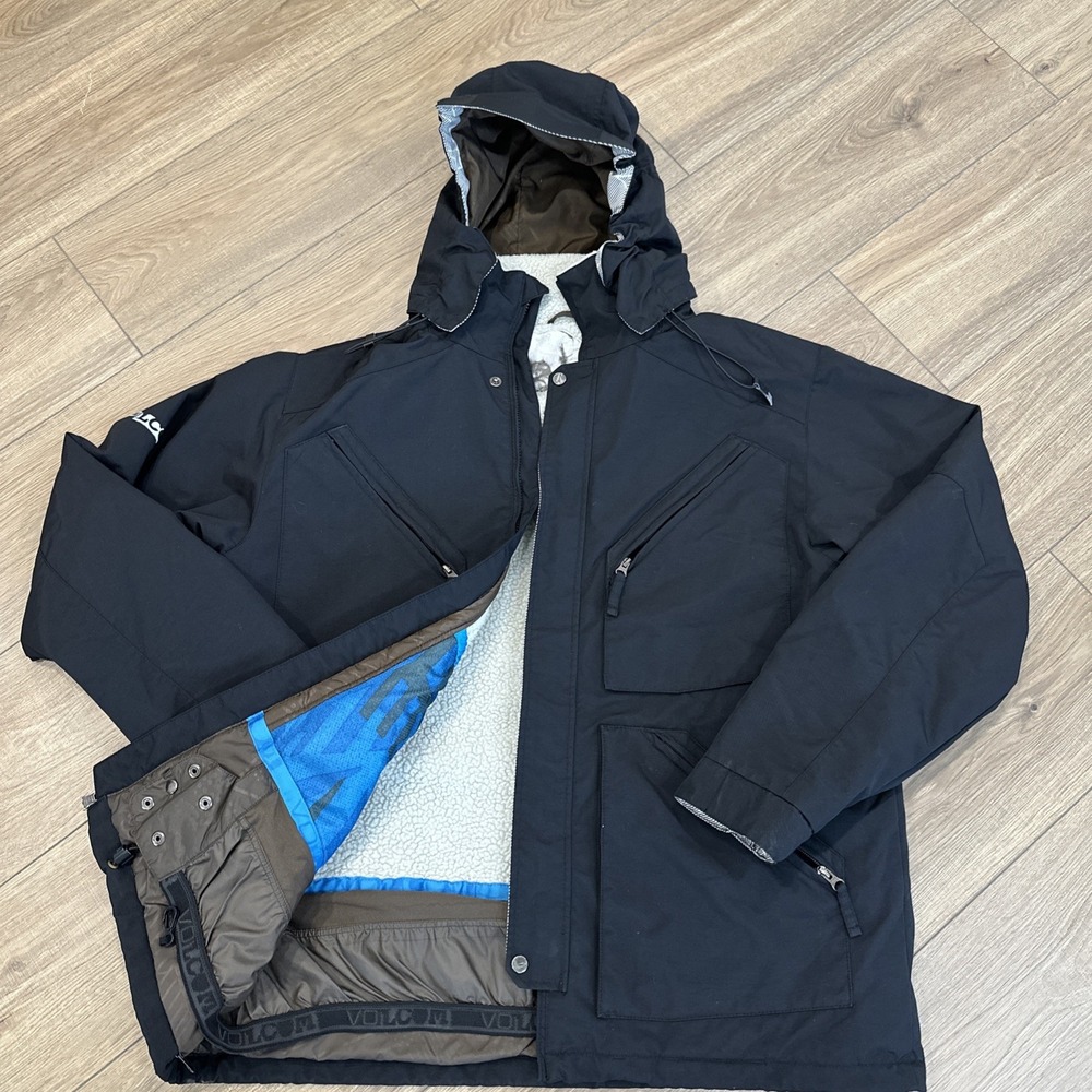VTG Y2K Volcom Snowboard Jacket Men's X Black Transition Hooded G015703 EUC